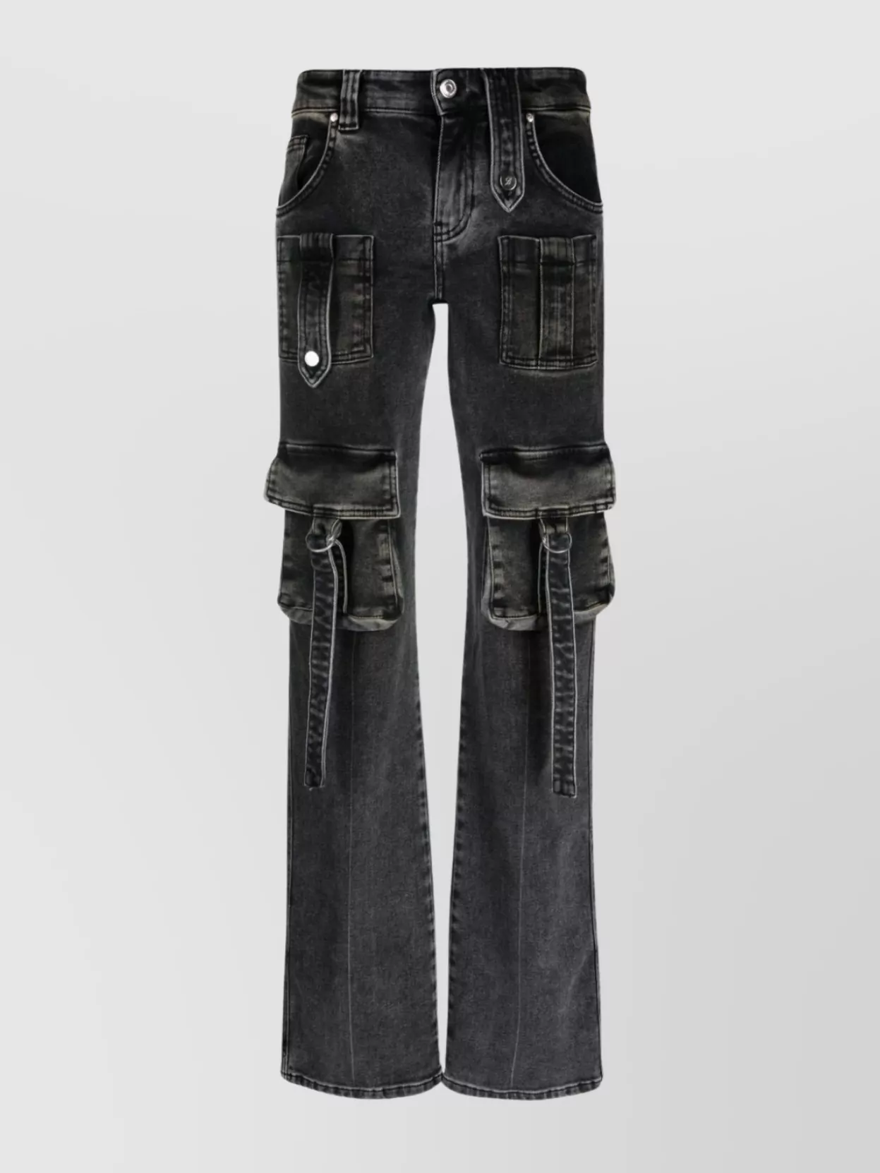 Shop Blumarine Cargo Pocket Straight Leg Trousers In Black