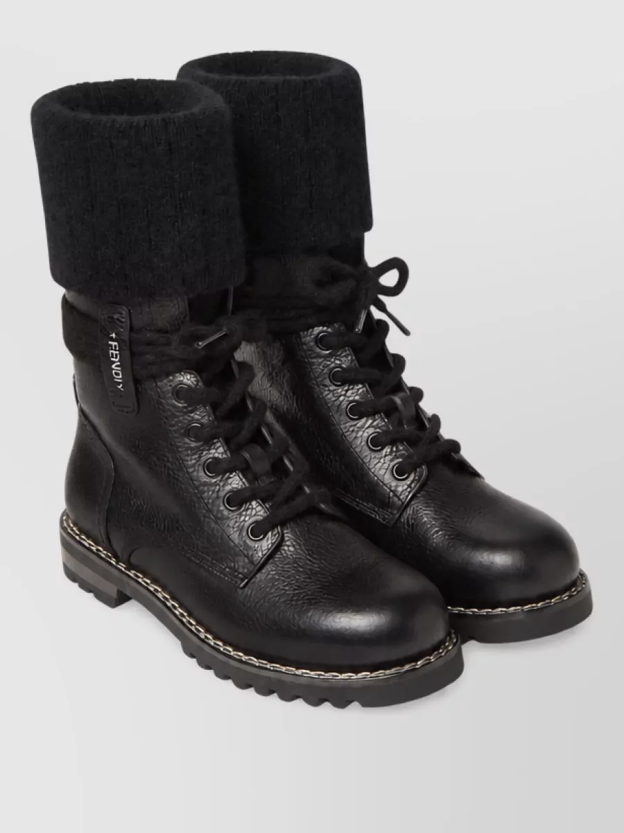 Fendi leather lace-up biker boots