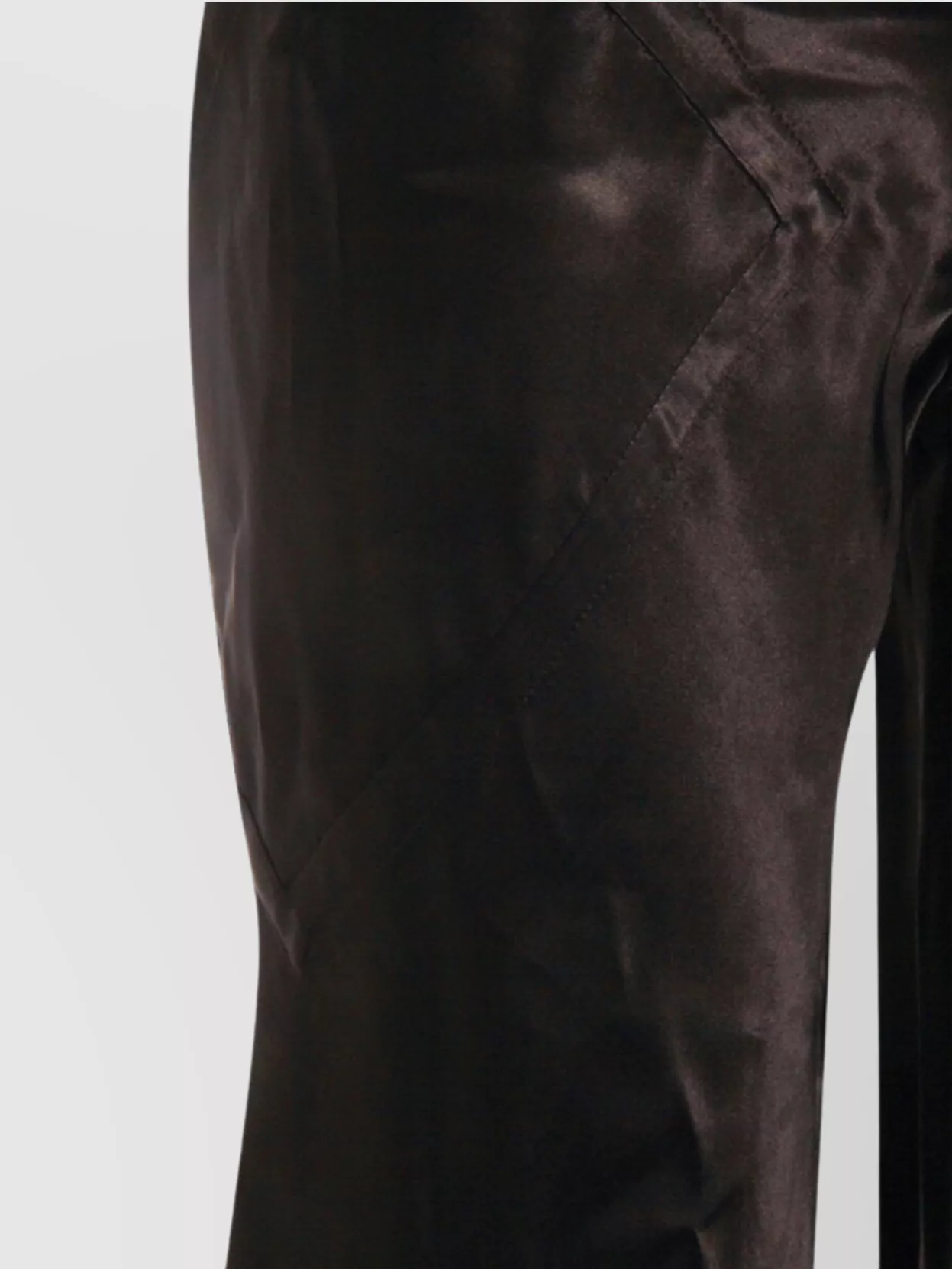 Rick Owens High Waist Wide Leg Trousers With Satin Finish