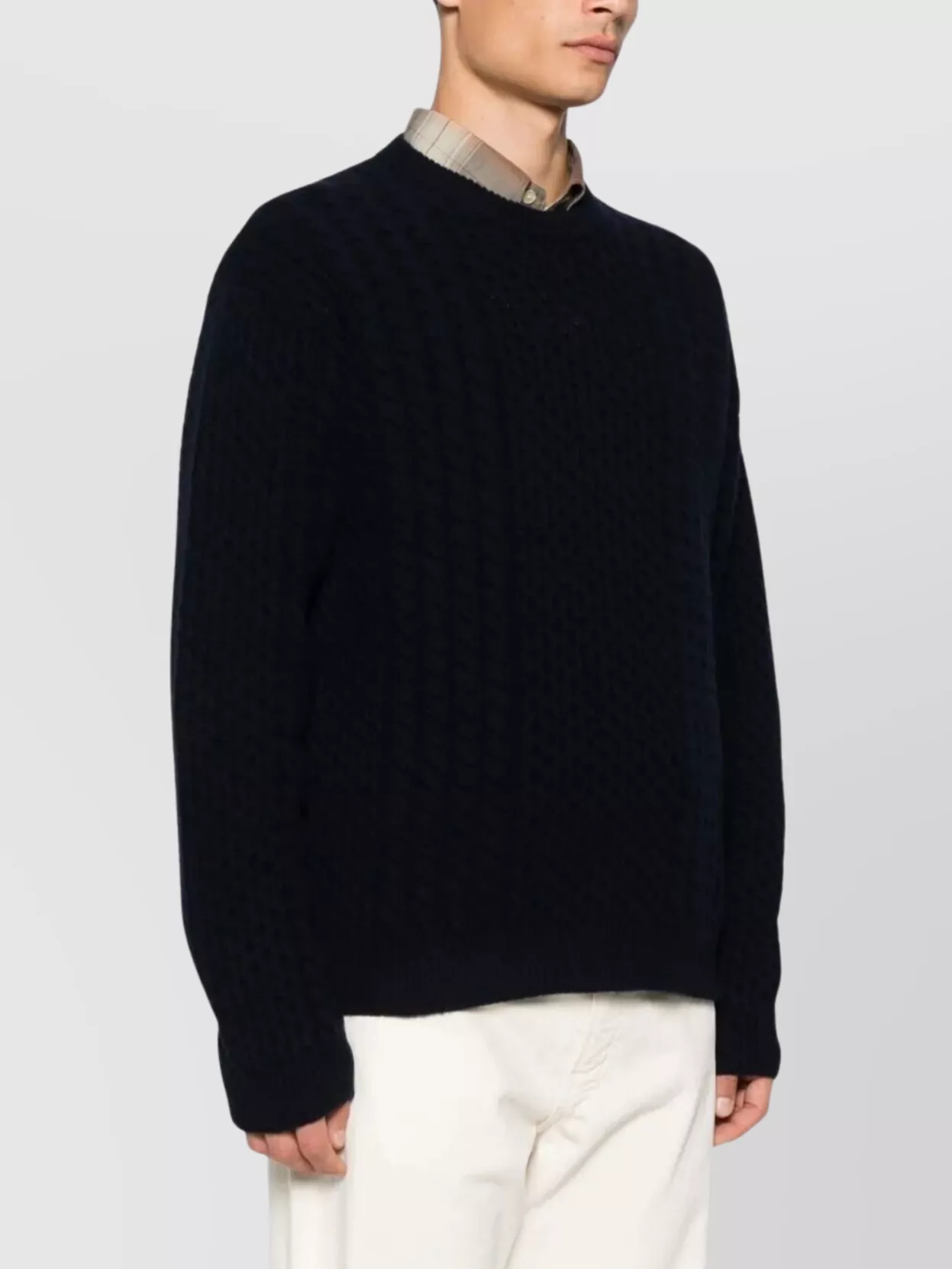 Prada Wool Cable-Knit Crew Neck Sweater