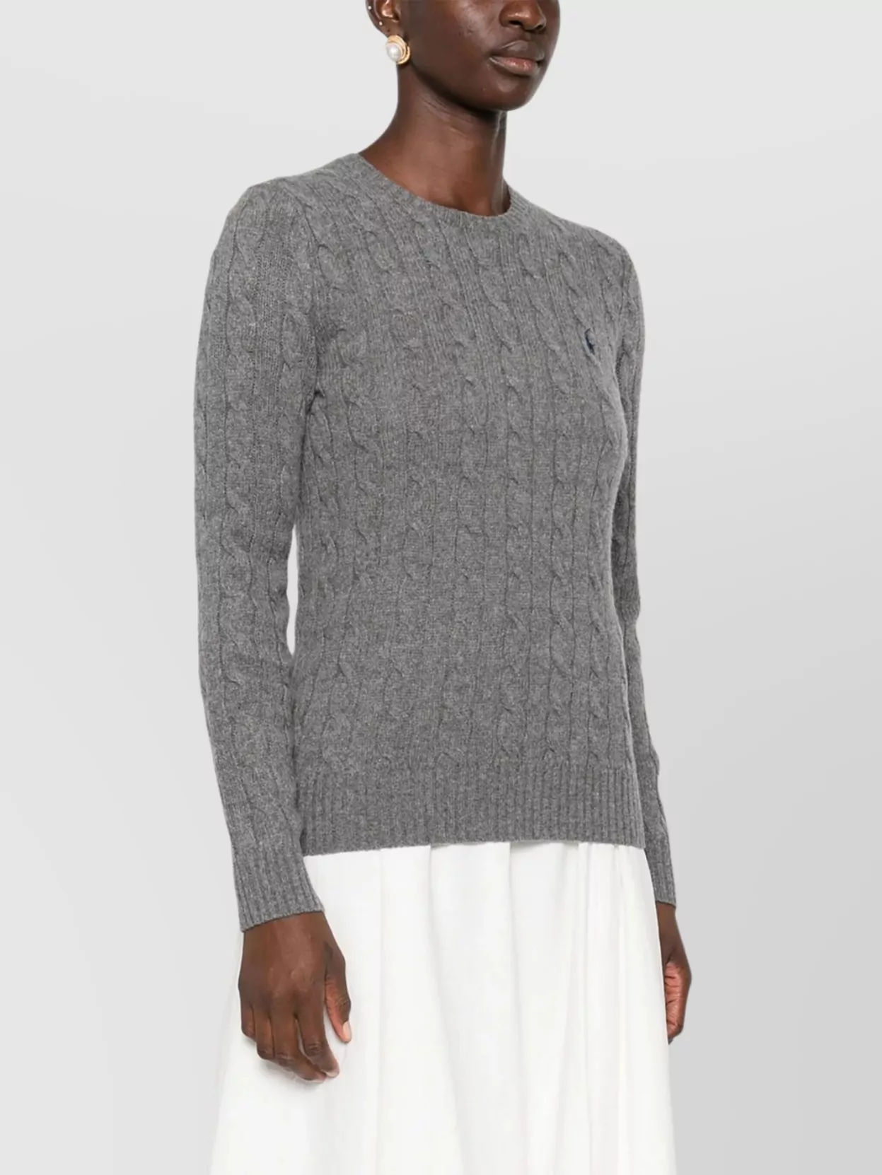 Ralph Lauren Cable Knit Pullover With Ribbed Cuffs And Hem
