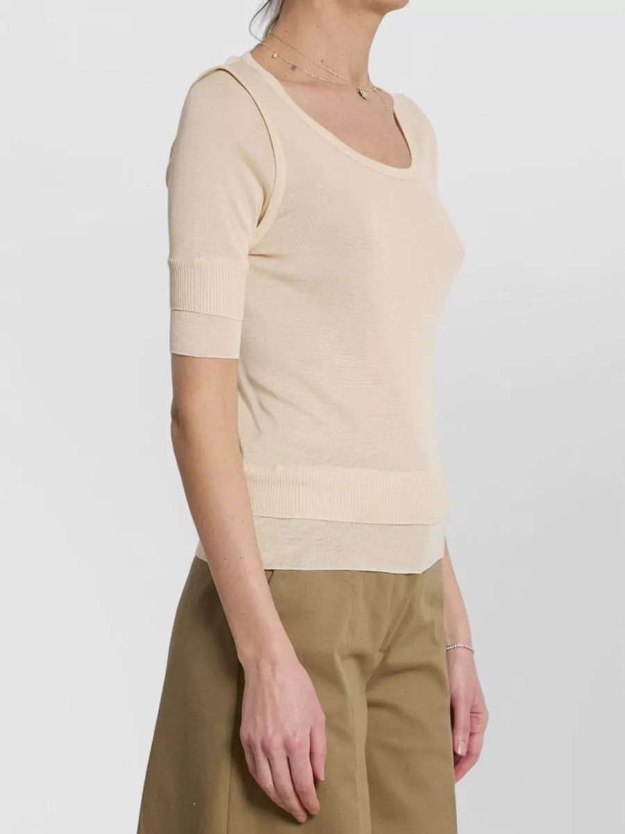 Lemaire Silk Ribbed Crew Neck Short Sleeve Top