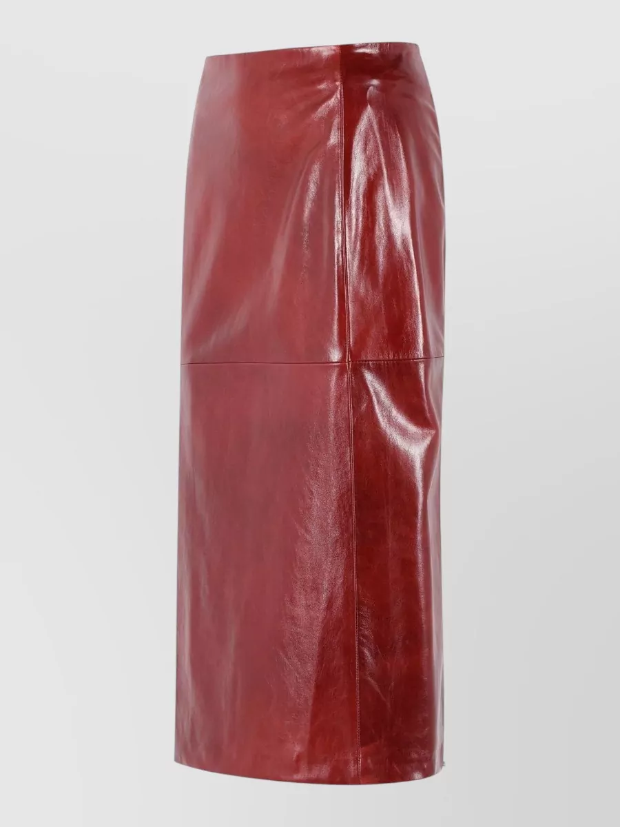 Sportmax Comma Straight Leather Skirt High Waist