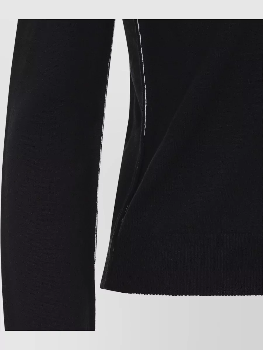 Mm6 Maison Margiela Fine-Knit Wool Blend Crew-Neck Cardigan
