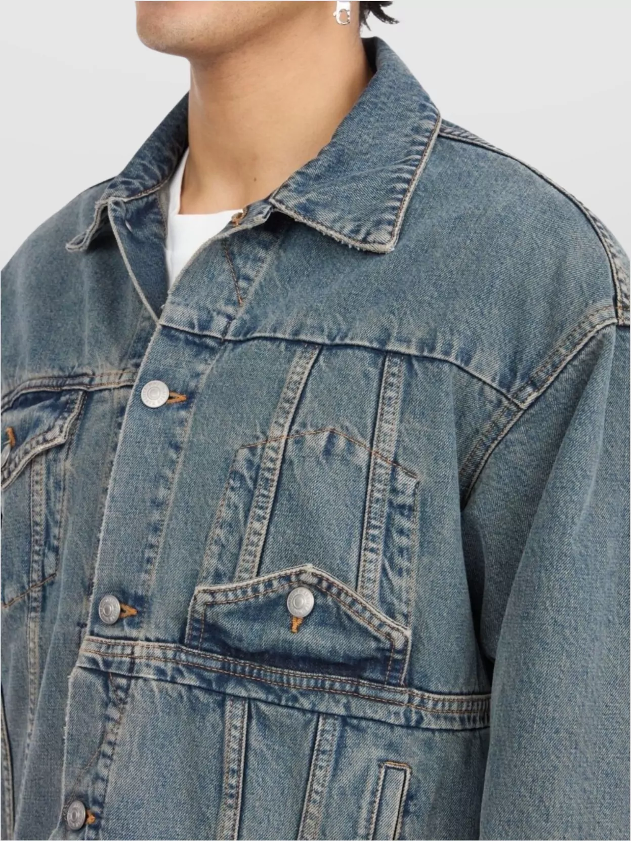 Mm6 Maison Margiela Cotton Denim Jacket Seam Detailing
