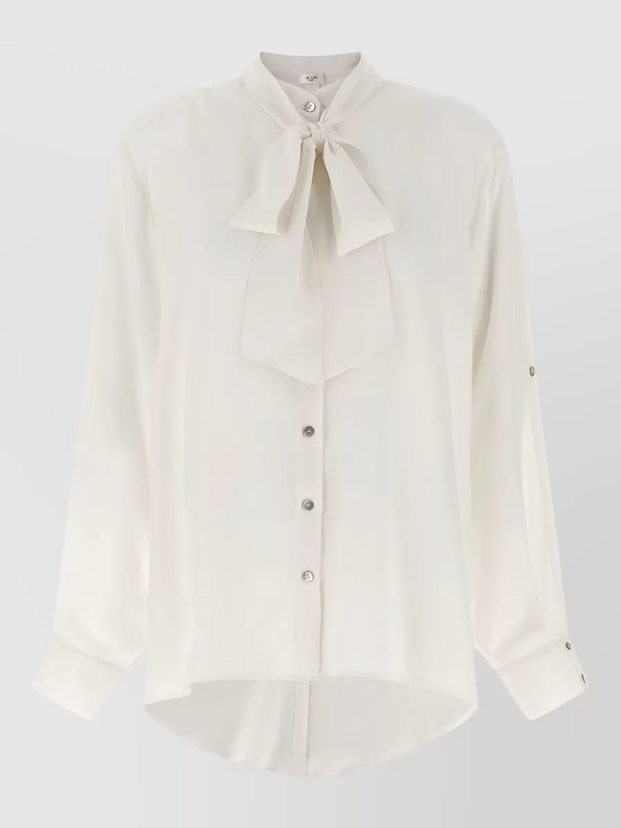 Di.la3 Pari' Silk Crepe De Chine Lavalliere Long-Sleeve Blouse