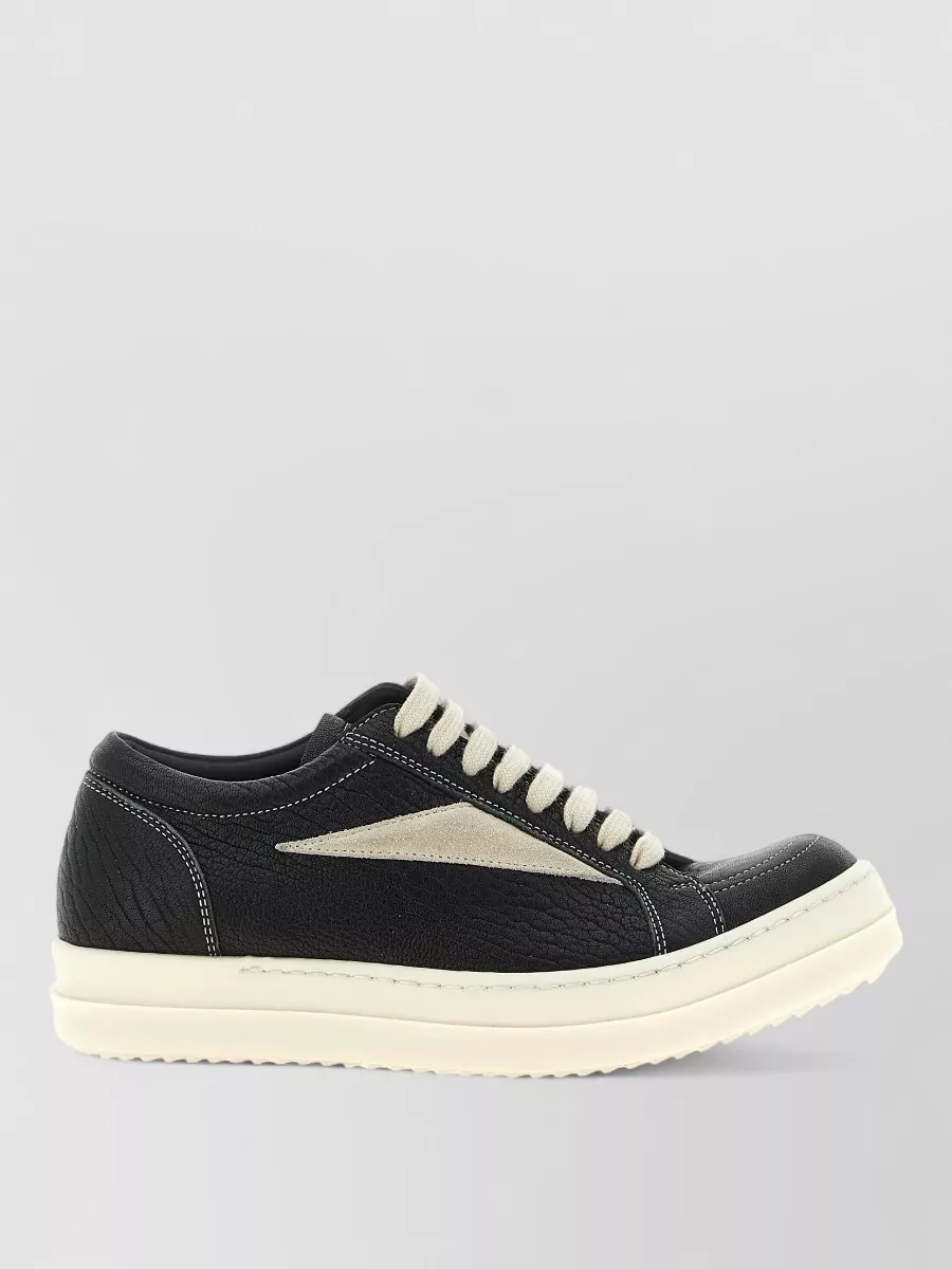 Rick Owens Lamb Leather Low-Top Lace-Up Sneakers
