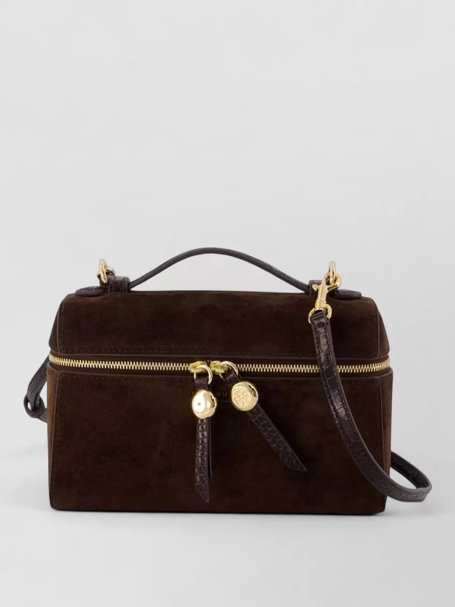Tory Burch romy slim suede leather top handle mini bag
