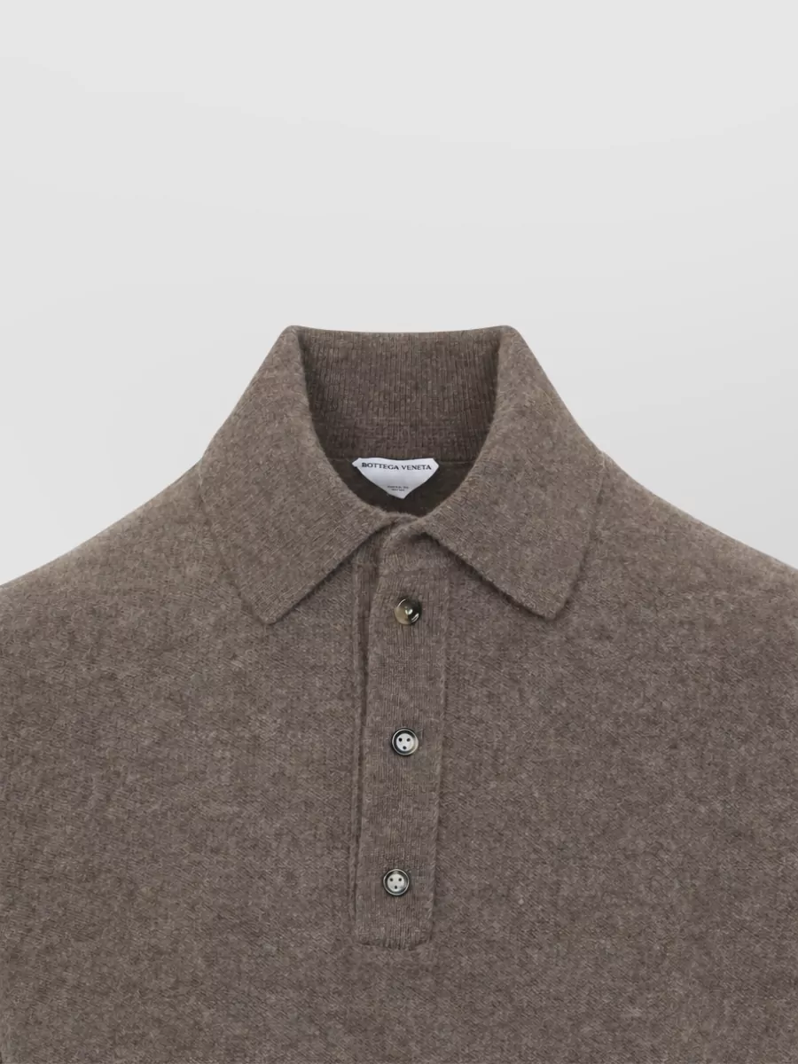 Bottega Veneta Cashmere Wool Long-Sleeve Fine-Knit Polo Jumper
