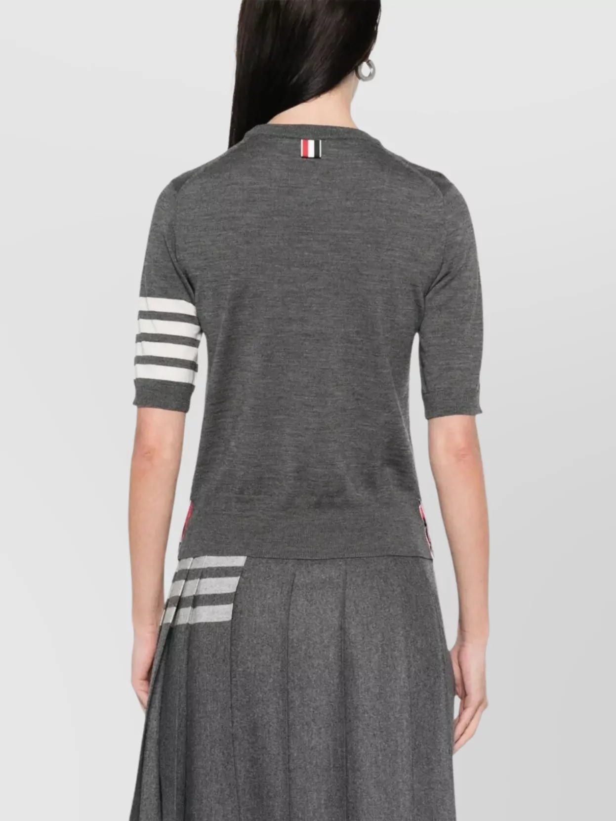 Thom Browne Crew Neck Merino Wool Striped T-Shirt