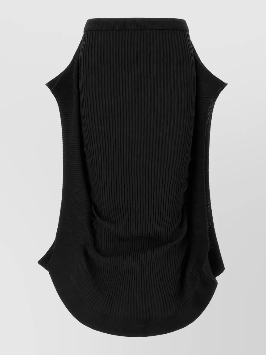 Issey Miyake Ribbed Draped Midi Skirt