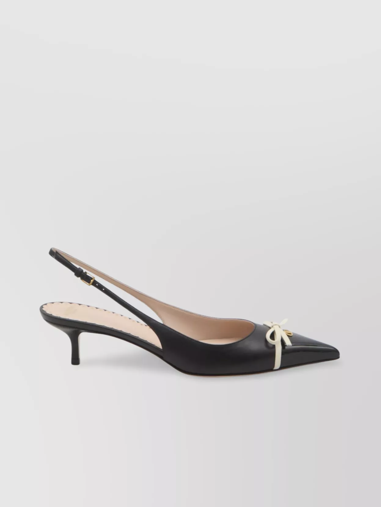 Valentino Bepointy 45 Bow-embellished Leather Slingback Pumps In Neutral