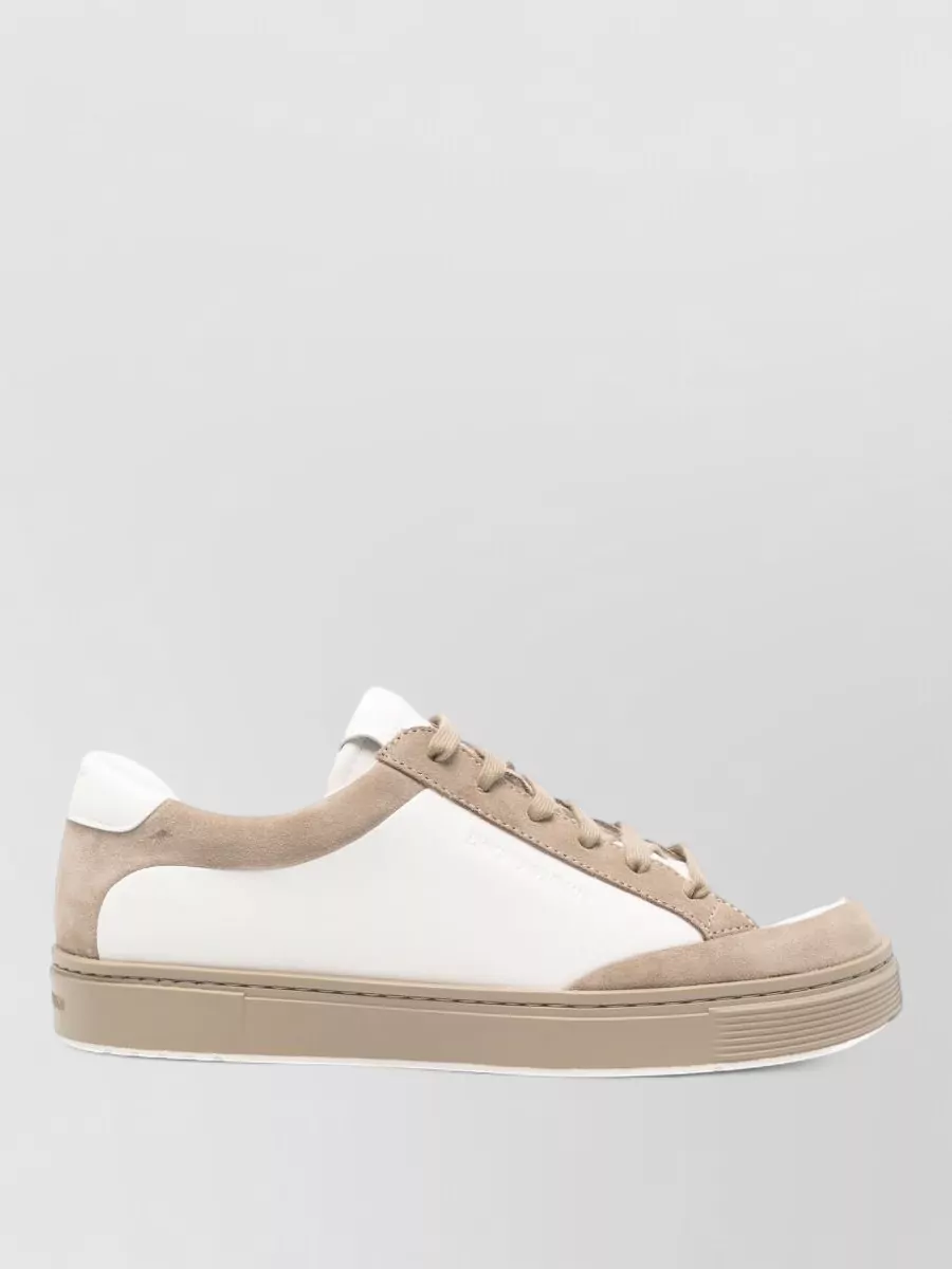 Emporio Armani Leather Sneakers Contrast Panels Flat Sole