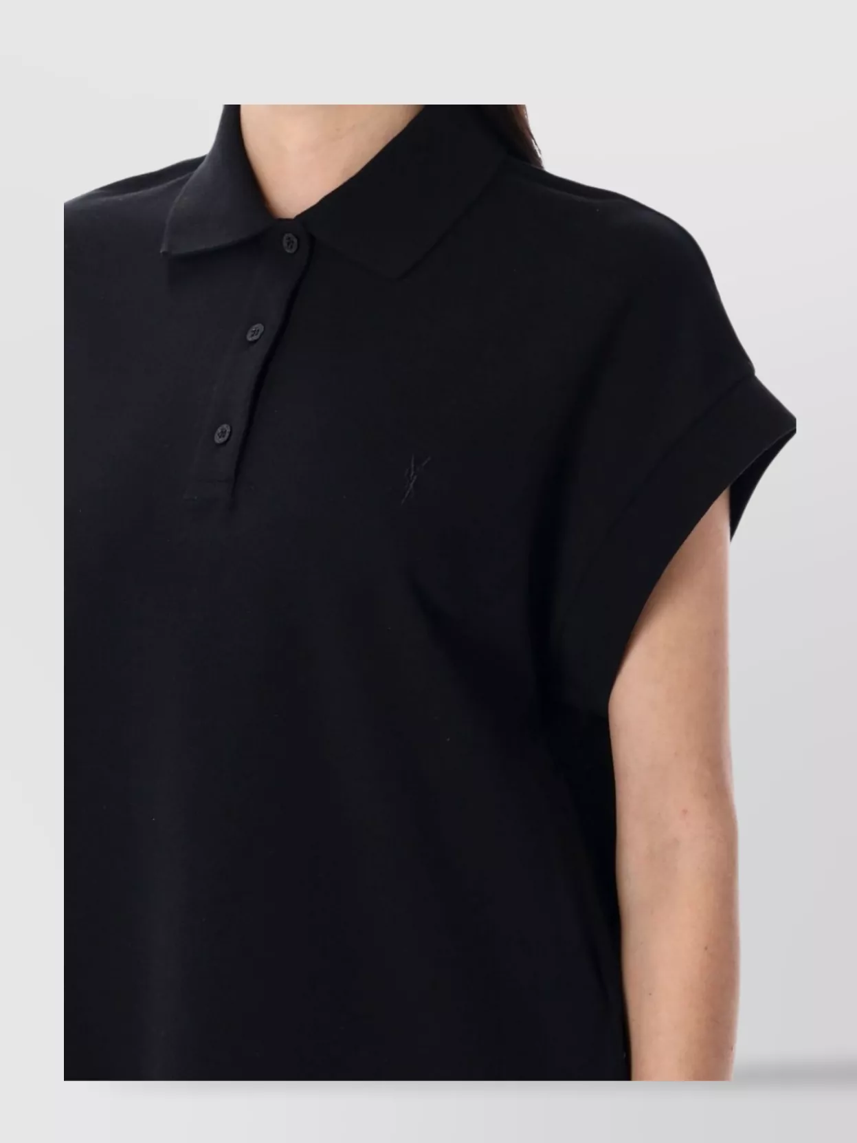 Shop Saint Laurent Cassandra Polo Top Cap Sleeves