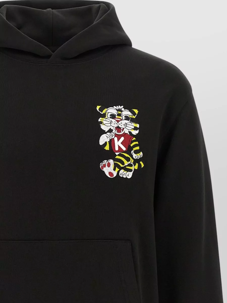 Kenzo Tiger Embroidery Hoodie Ribbed Cuffs Pocket