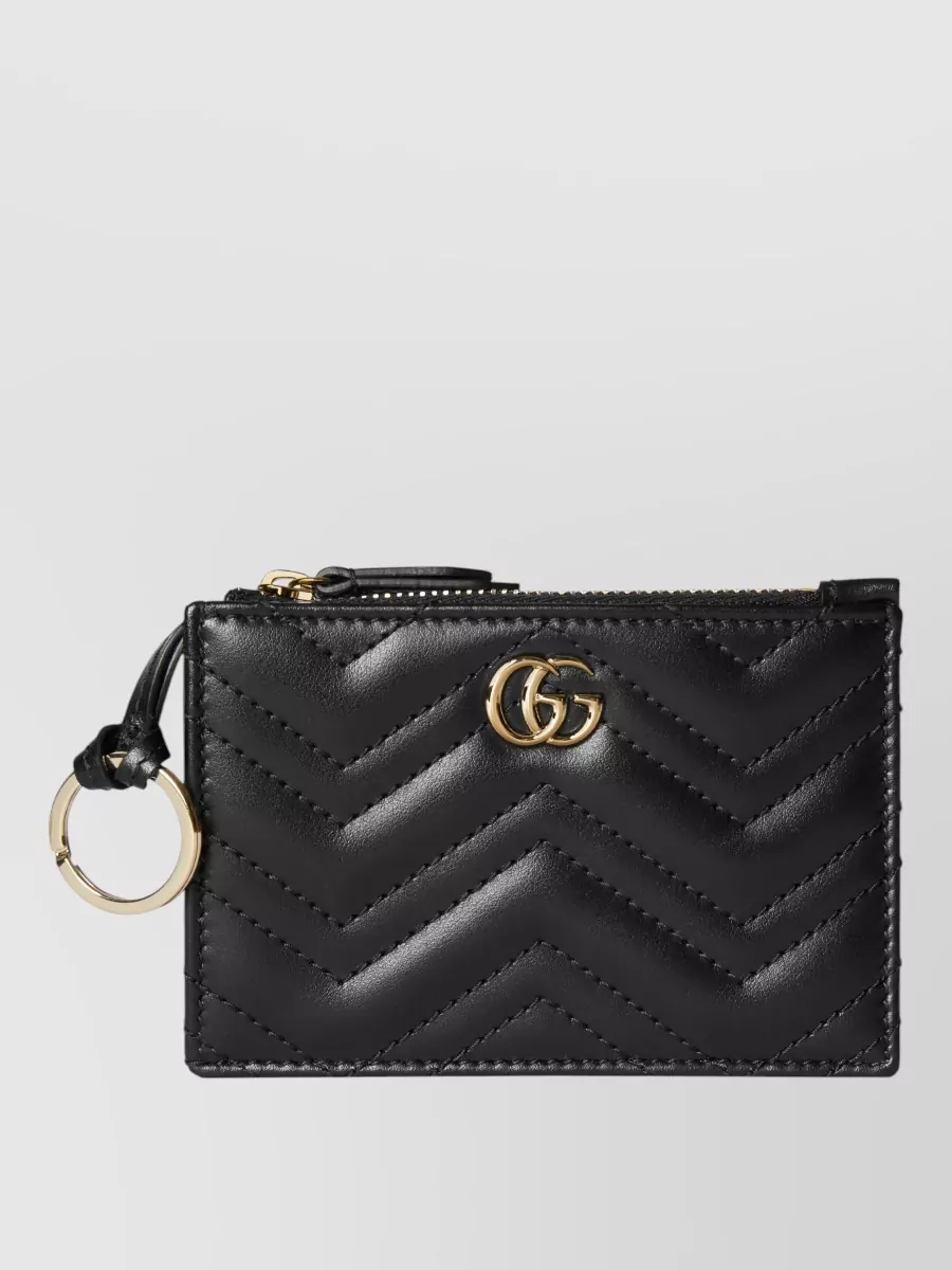 Gucci Quilted Cardholder Wallet Case Key Ring