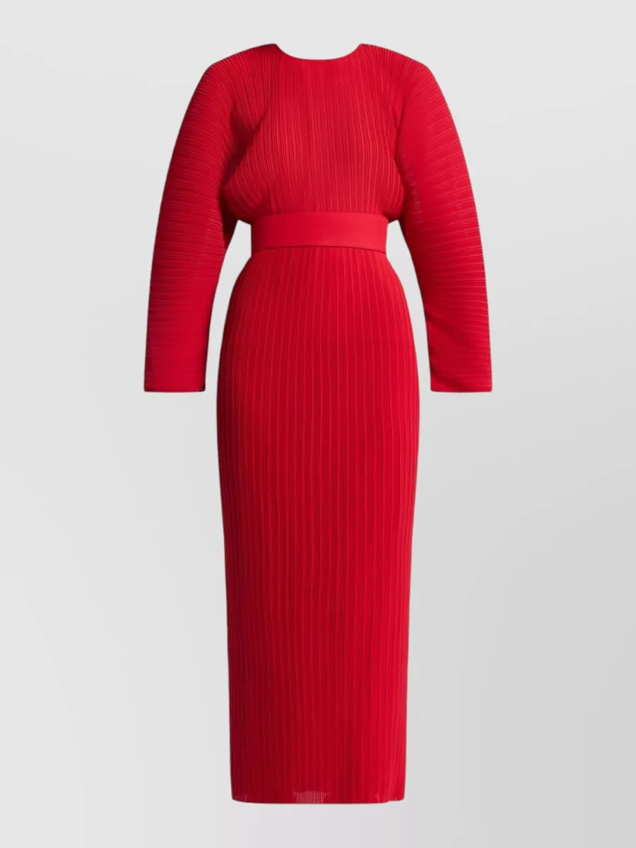 Solace London Plissé Long-Sleeve Maxi Dress
