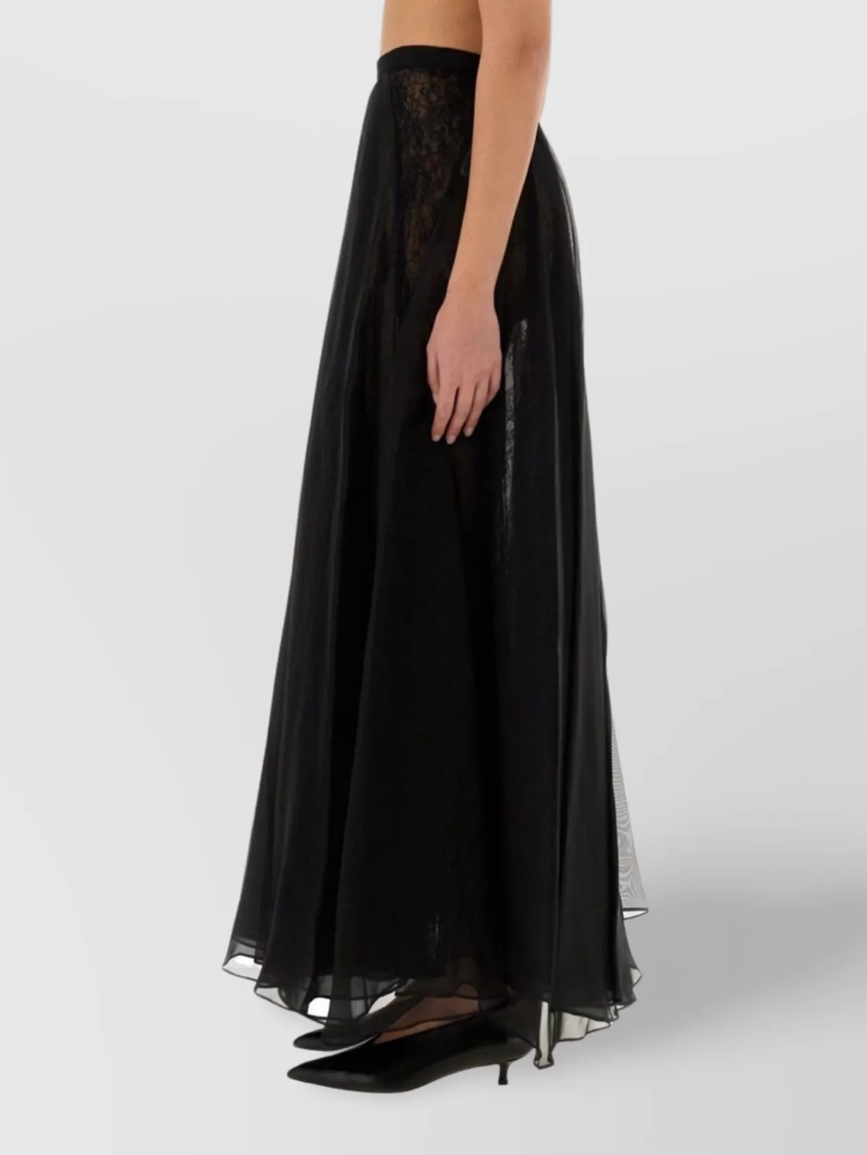 Nina Ricci Voluminous Lace Overlay High Waist Skirt