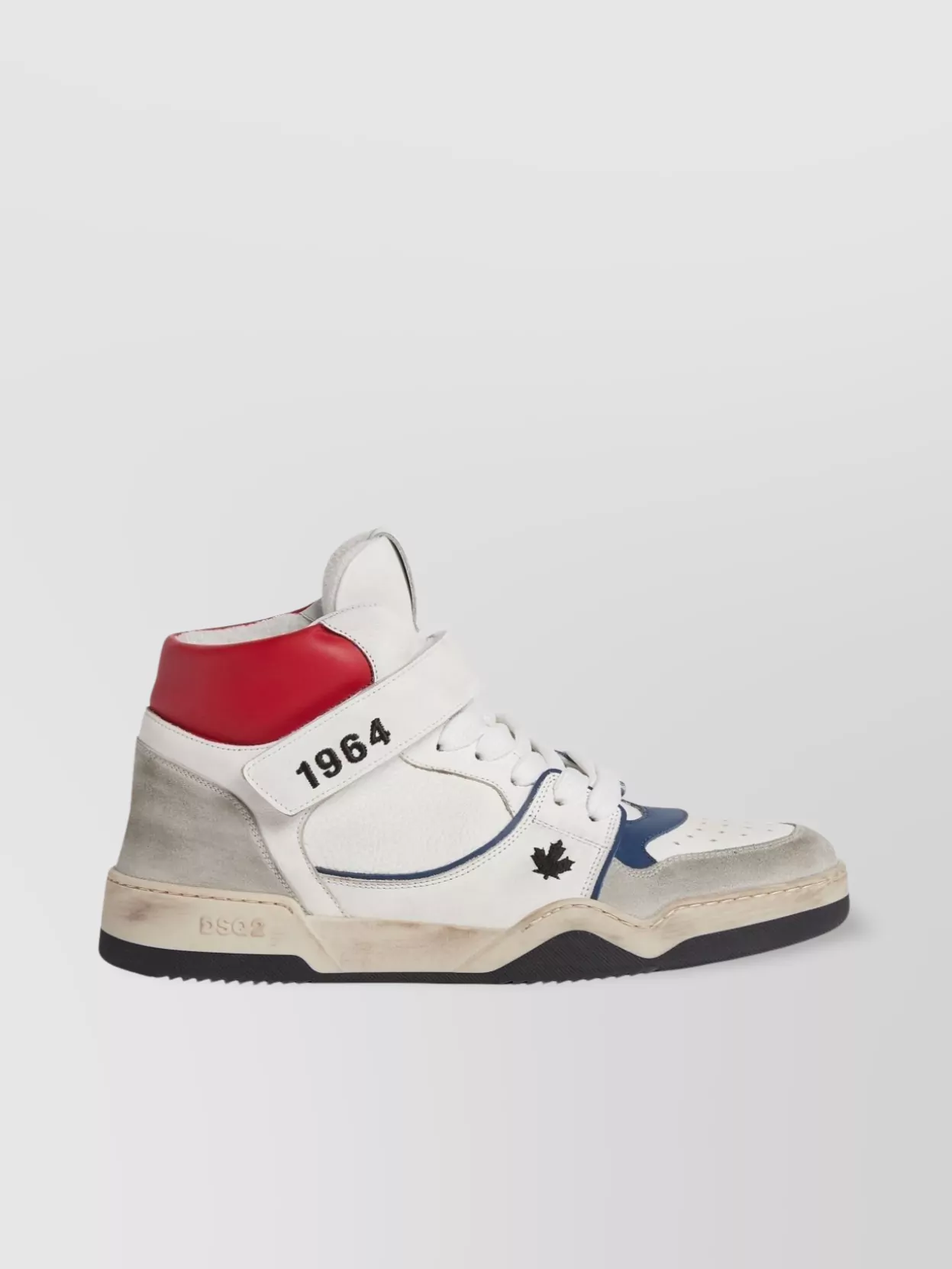 DSQUARED2 DISTRESSED HIGH-TOP SNEAKERS WITH PANELLED DESIGN
