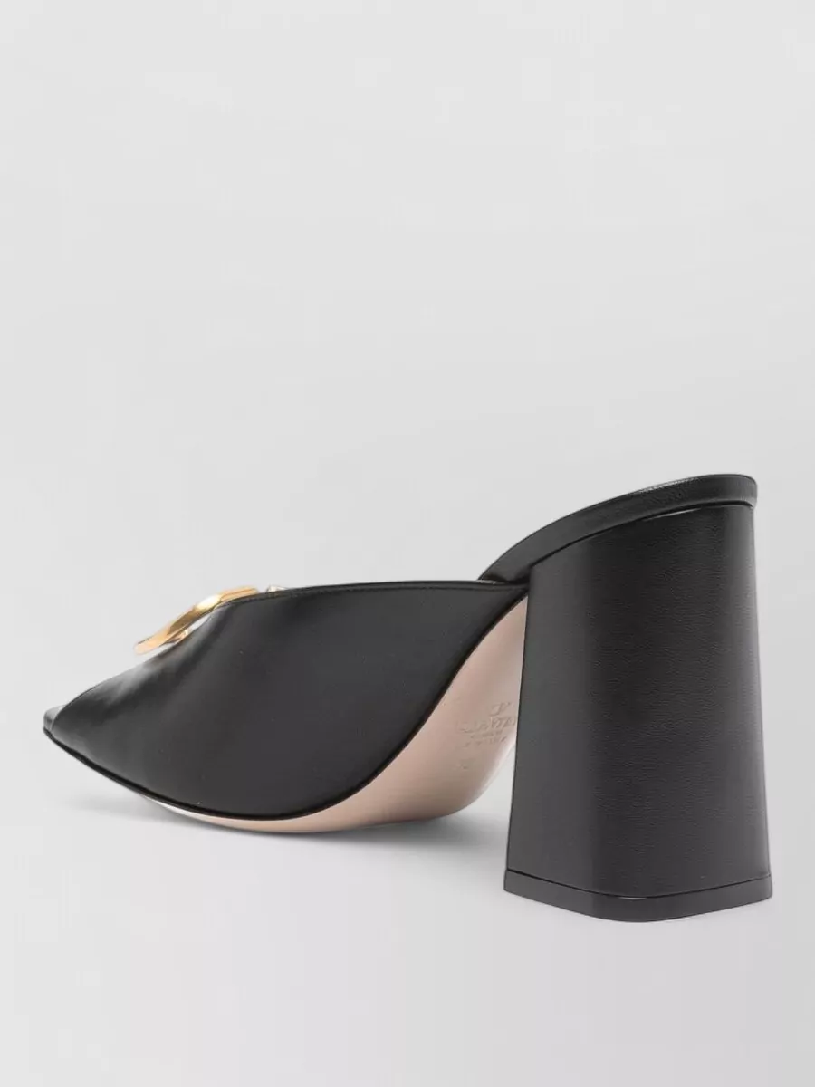 Valentino Garavani Leather Block Heel Mules
