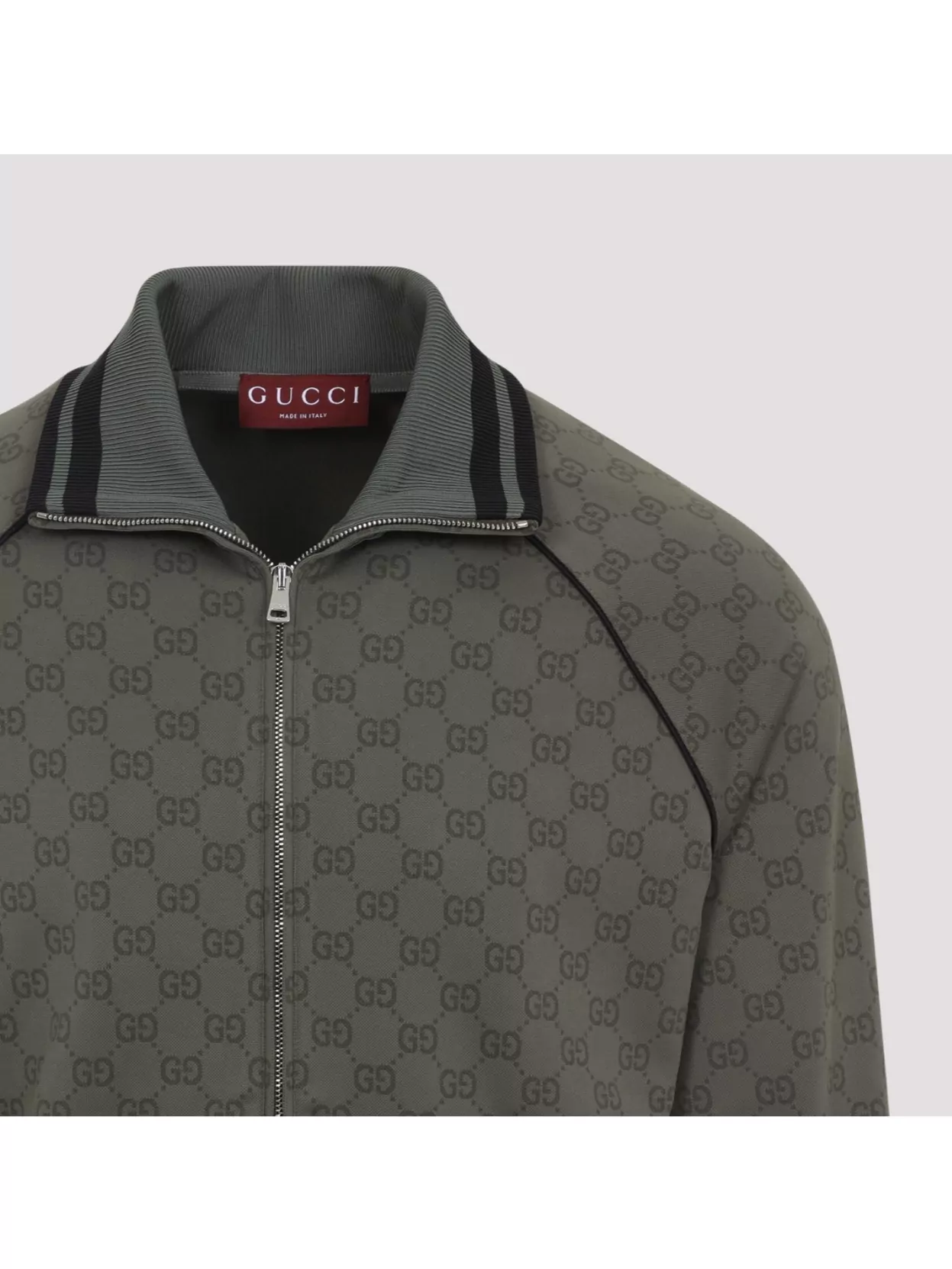 Gucci Mens New Forest Green Monogram-print Striped-trims Woven Jacket Xl In Green