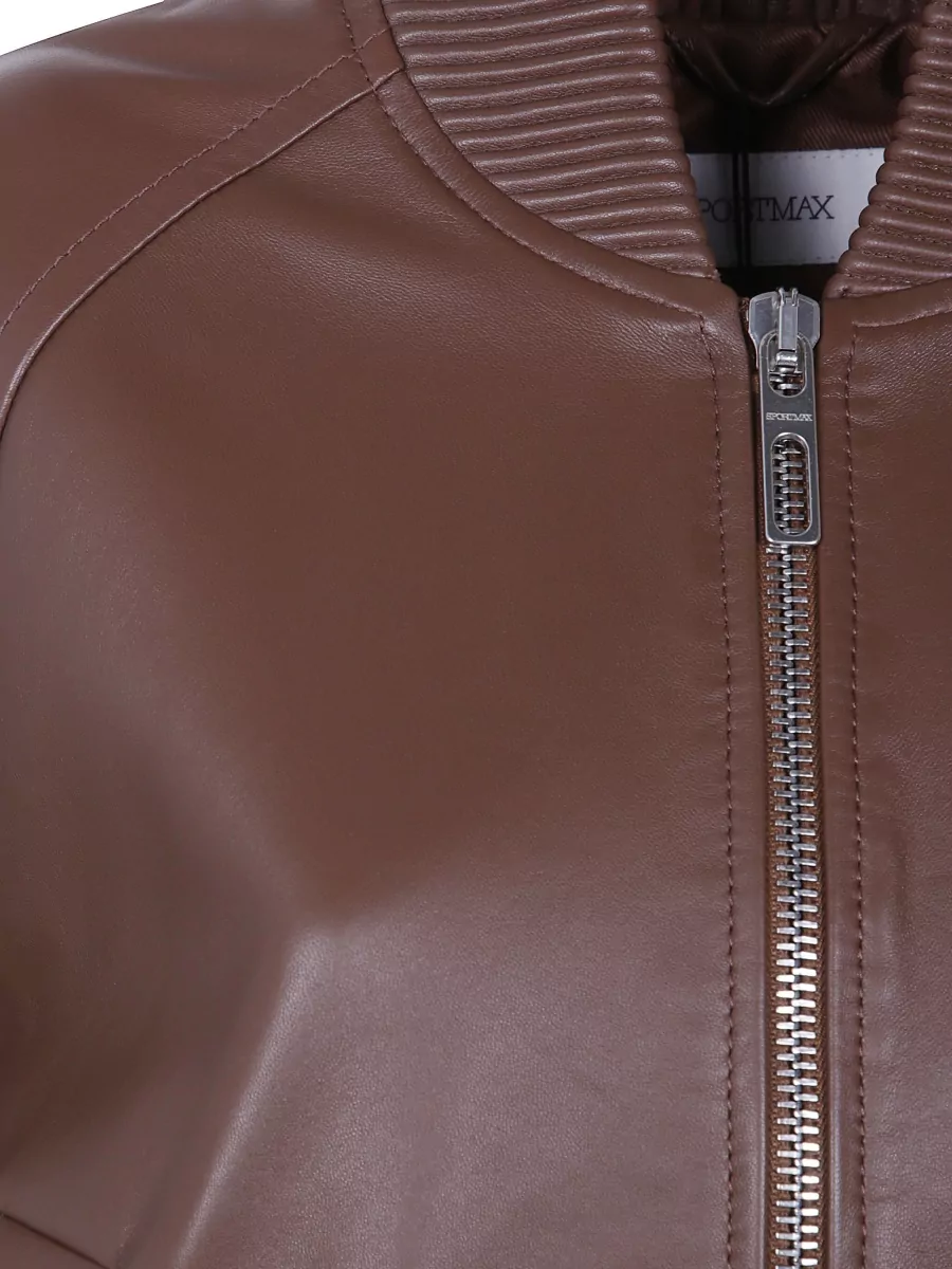 Sportmax Leather Single-Breasted Coat