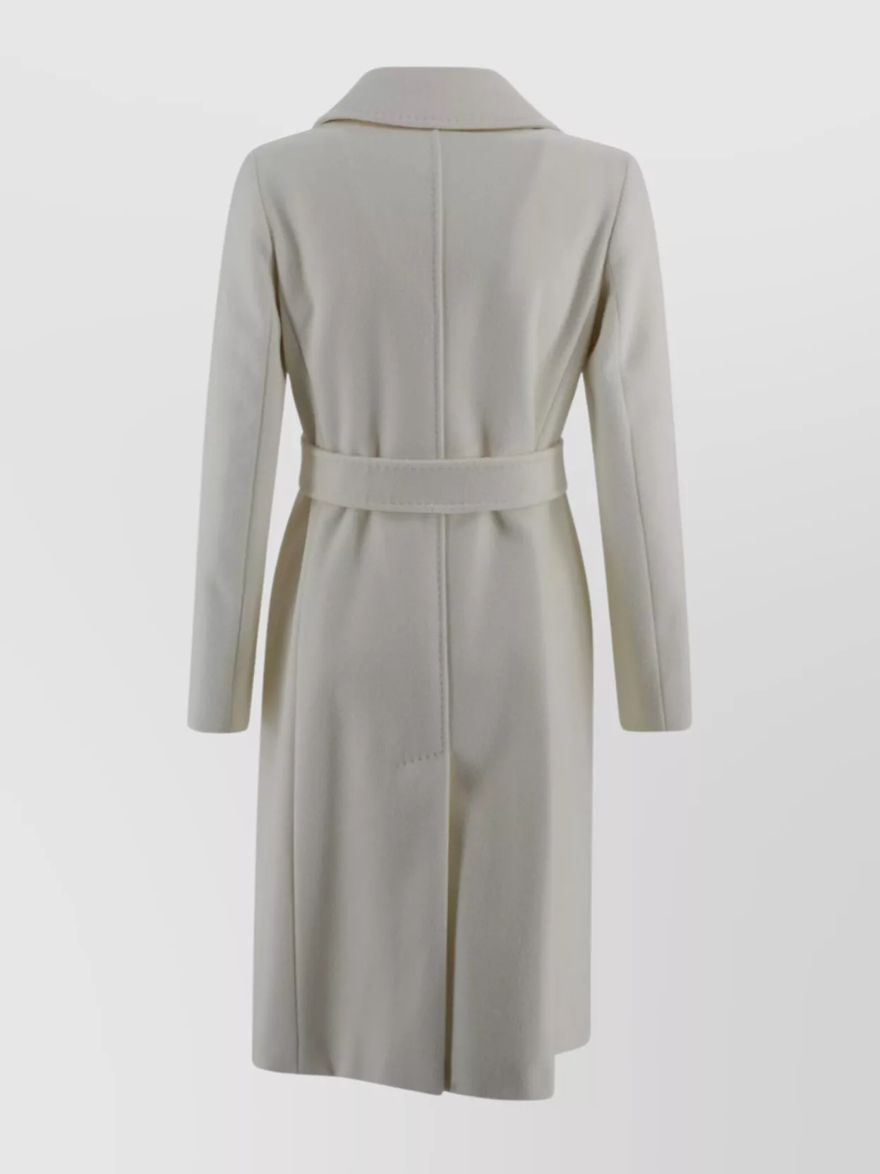 S Max Mara Belted Wool Coat Dual-Use Collar