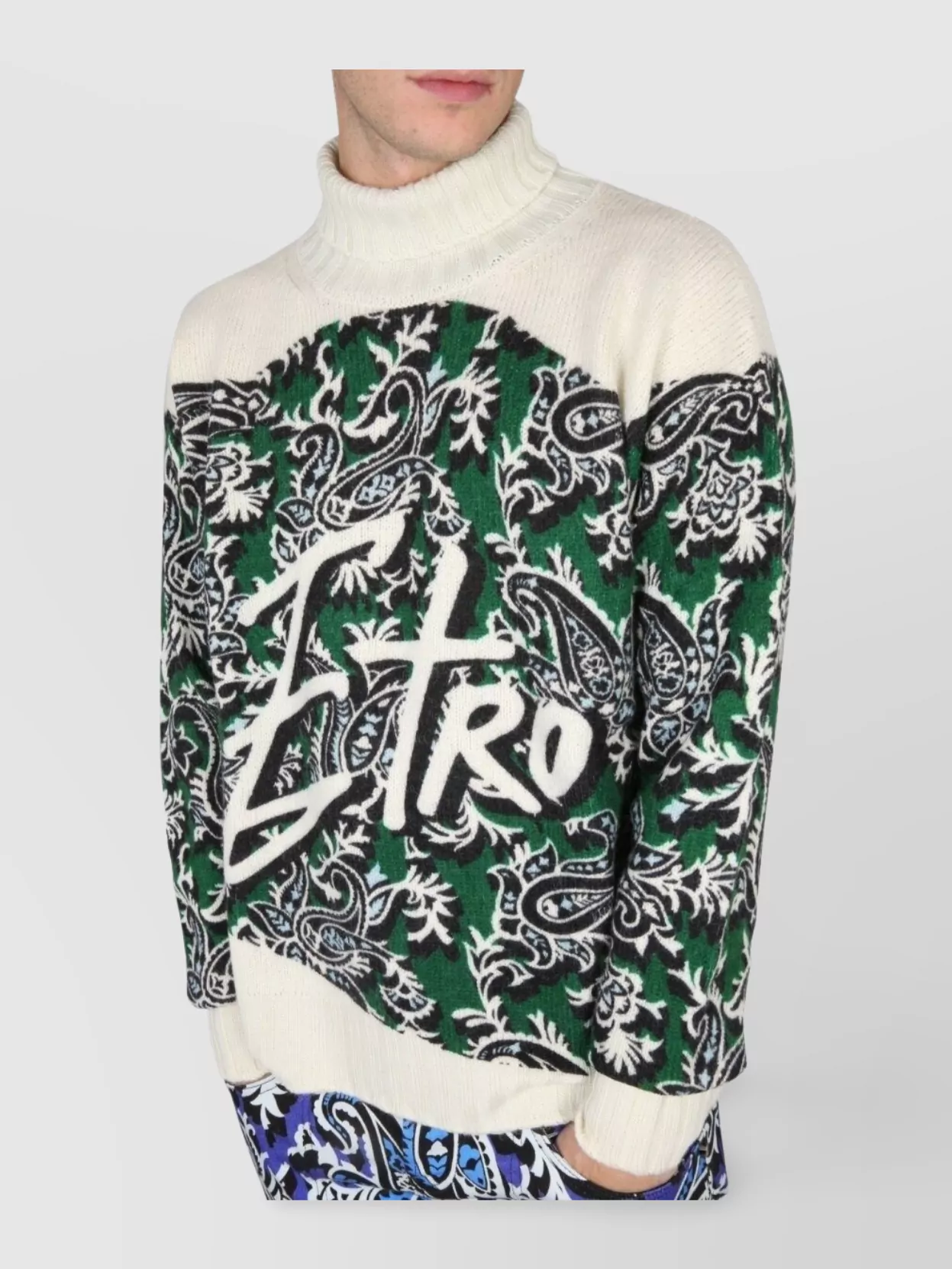 Etro Logo And Paisley Print Turtleneck Sweater