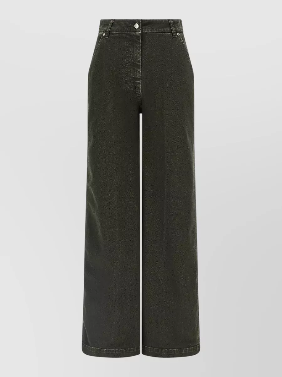 Nude High-rise wide-leg jeans