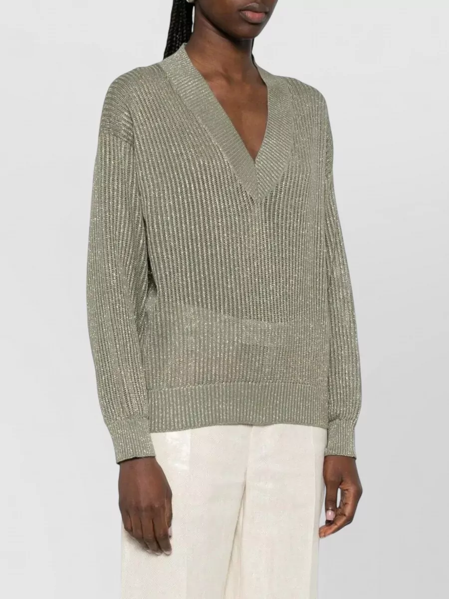 Brunello Cucinelli V-Neck Long-Sleeve Sweatshirt