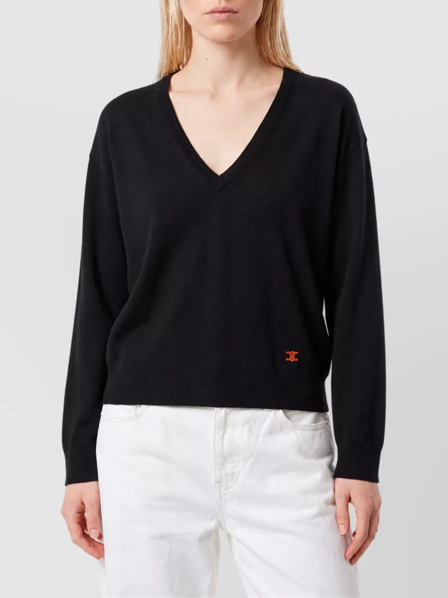 Celine Cashmere ribbed v-neck sweater