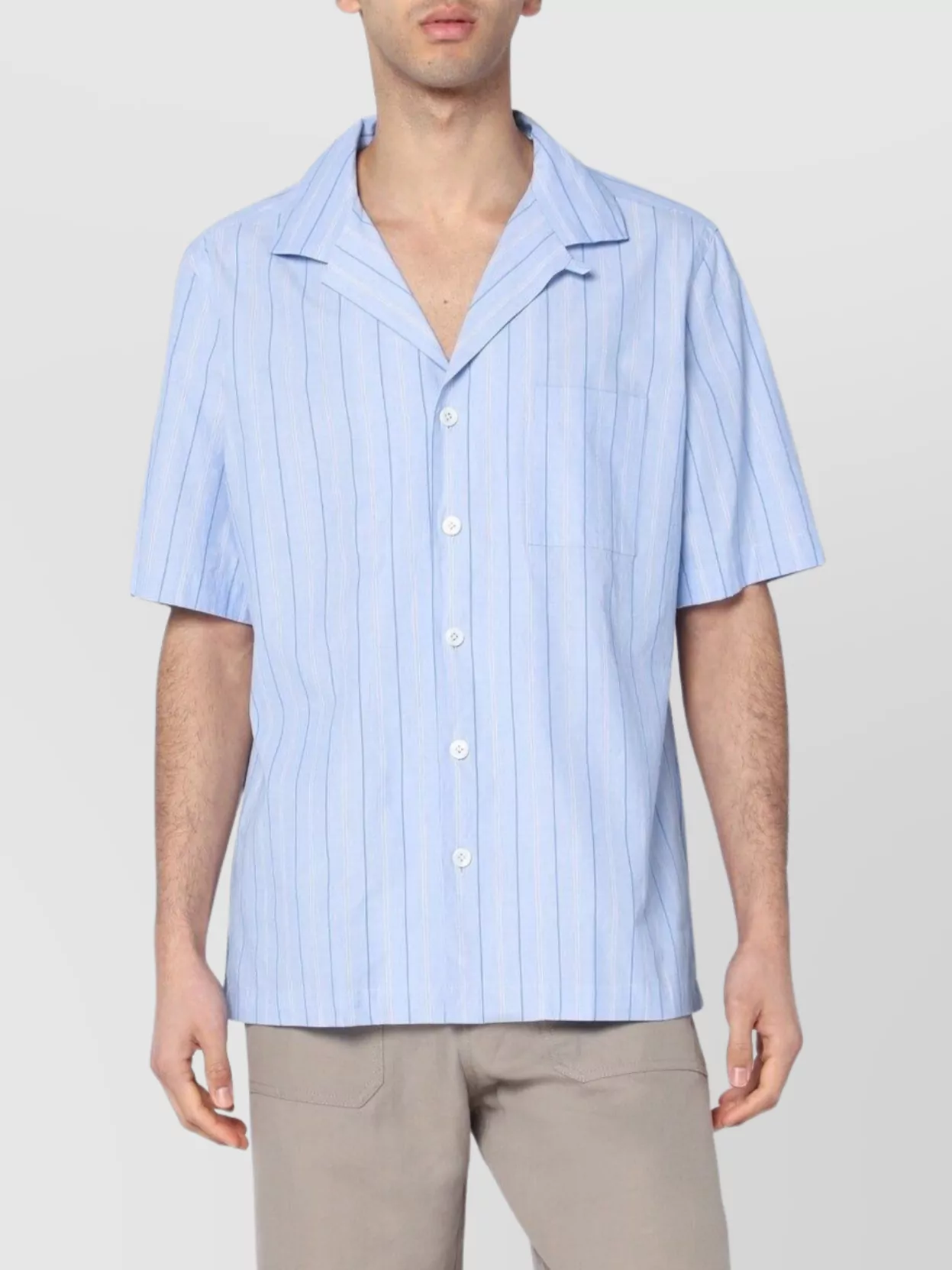 Lardini Cotton Shirt With Bowling Style Stripes In Blue