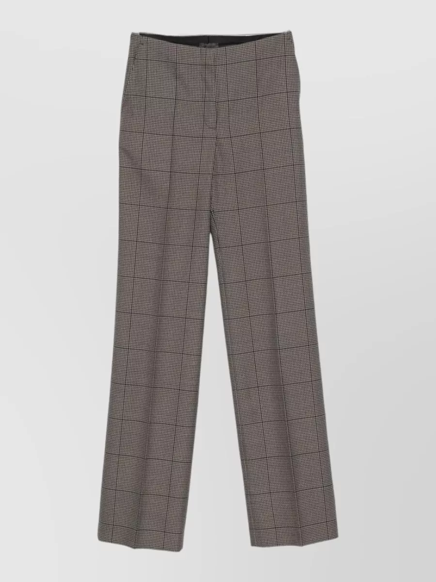 Mugler Wool Houndstooth Straight-Leg Tailored Trousers