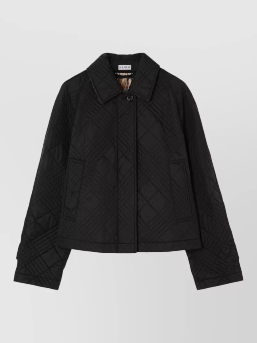 Burberry nylon cropped quilted single-breasted jacket