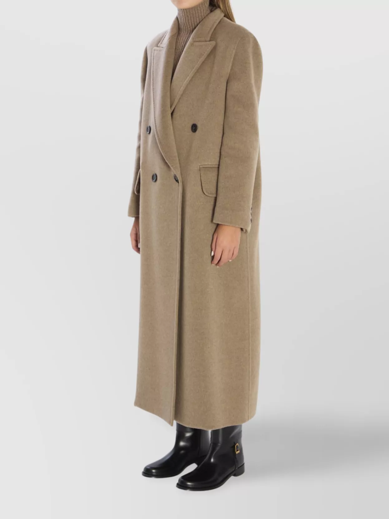 Max Mara Long Cashmere Coat Peaked Lapels