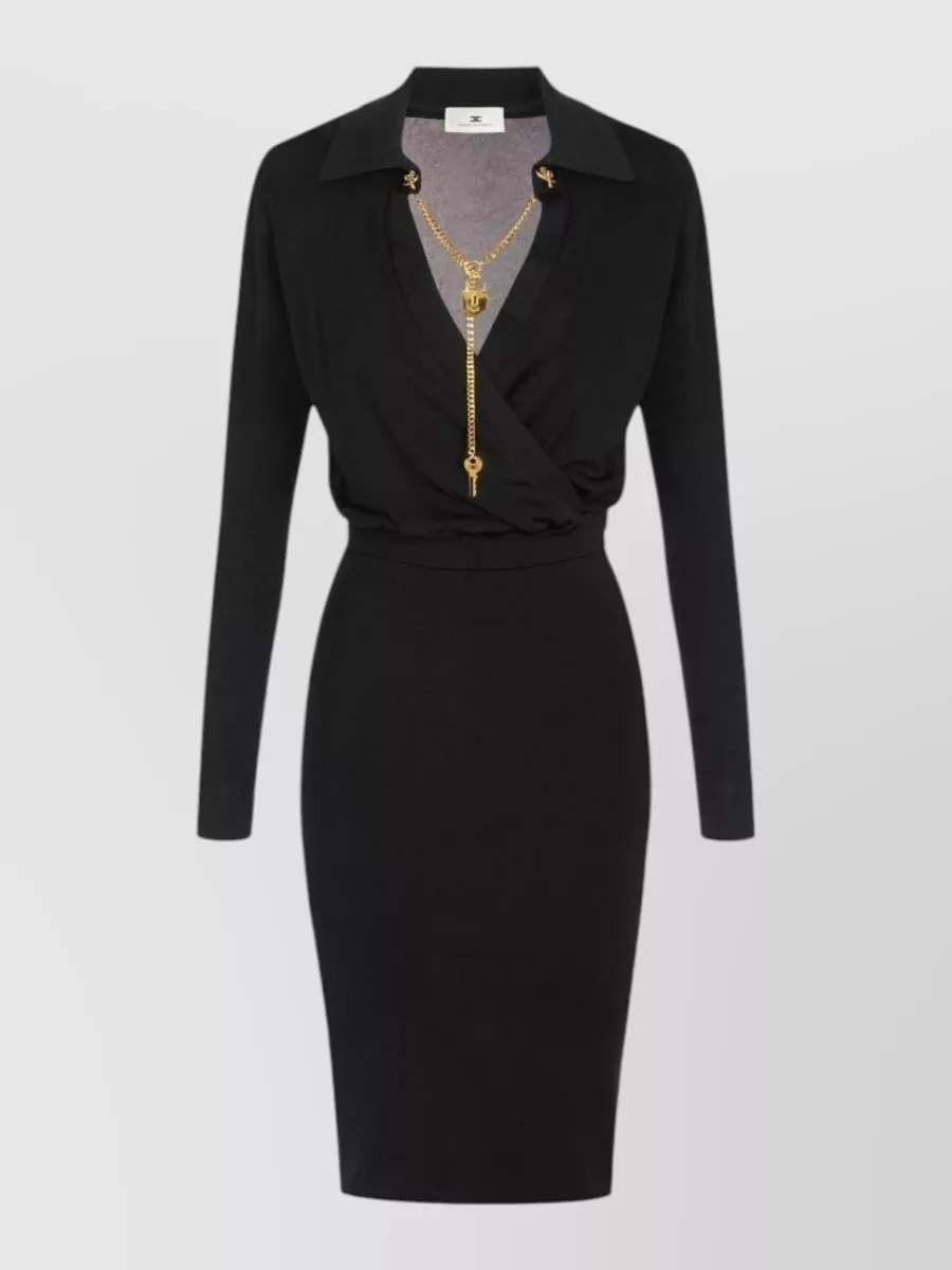 Elisabetta Franchi viscose v-neck long-sleeve midi dress