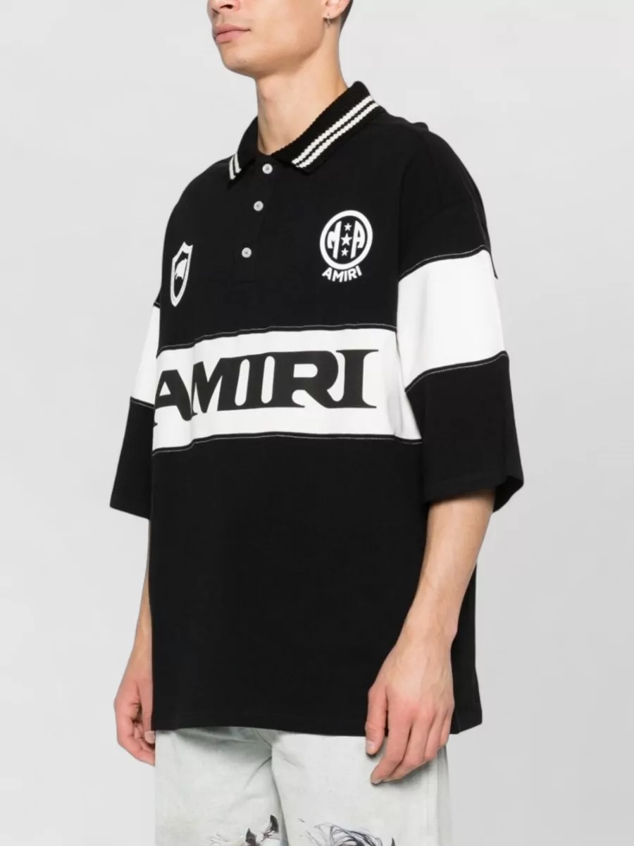 Amiri Polo Collar Color Block Silk Nylon T-Shirt