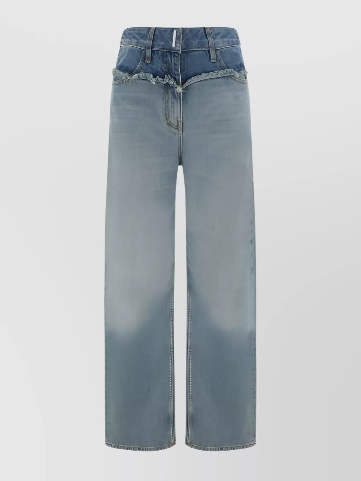 Shop Givenchy Faded Distressed Denim Trousers With Back Pockets In Blue