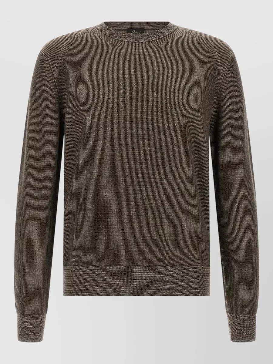 Brioni cashmere wool ribbed crew neck sweater
