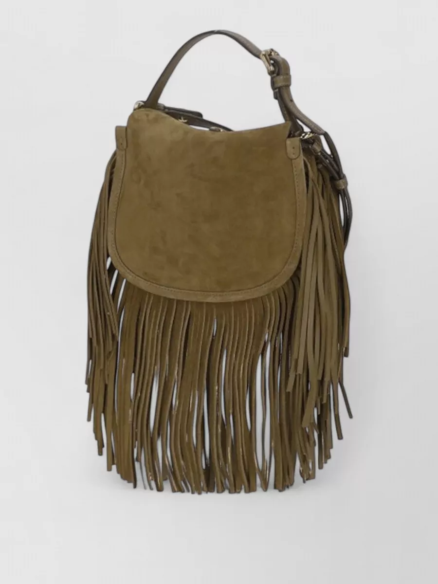 Etro Small Calf Leather Fringe Shoulder Bag