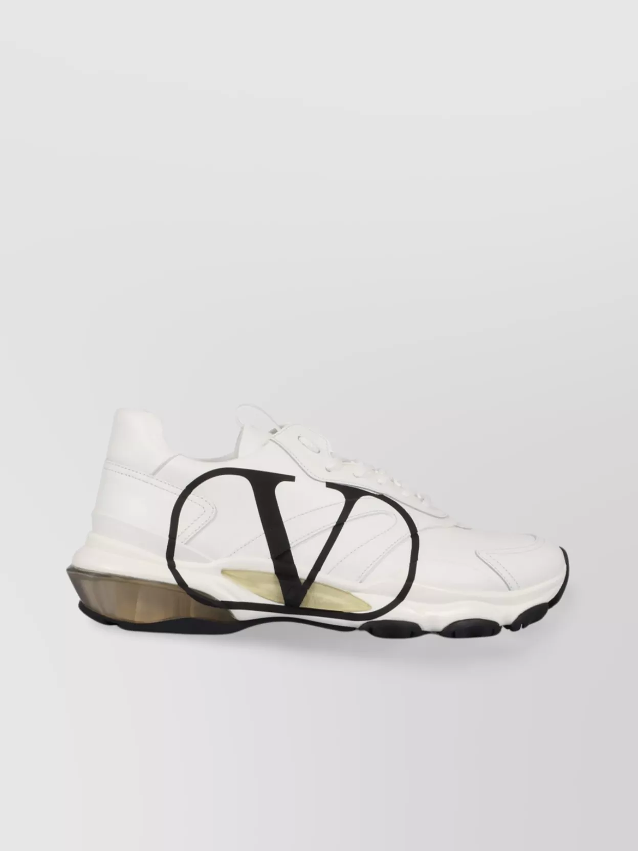 Valentino Garavani Leather Sneakers With Contrast Sole And Pull Tab