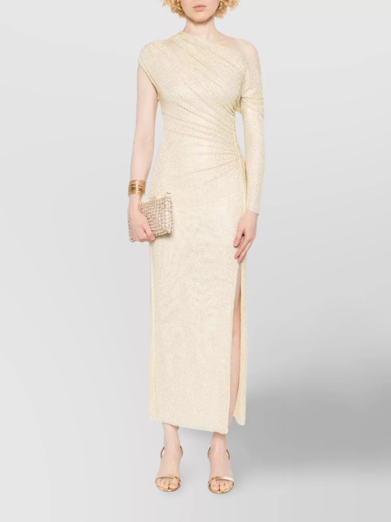 Self-Portrait Crystal Embellished One Shoulder Midi Dress