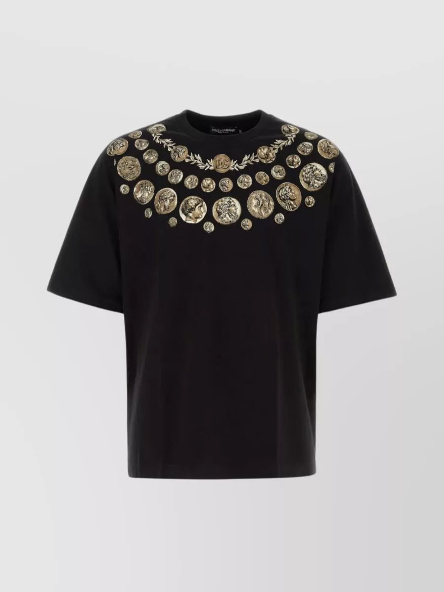 Shop Dolce & Gabbana Coin Medallion Print Oversize T-shirt In Black