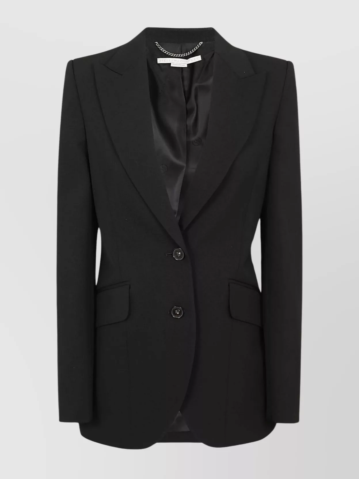 Shop Stella Mccartney Structured Notch Lapel Jacket With Flap Pockets In Black