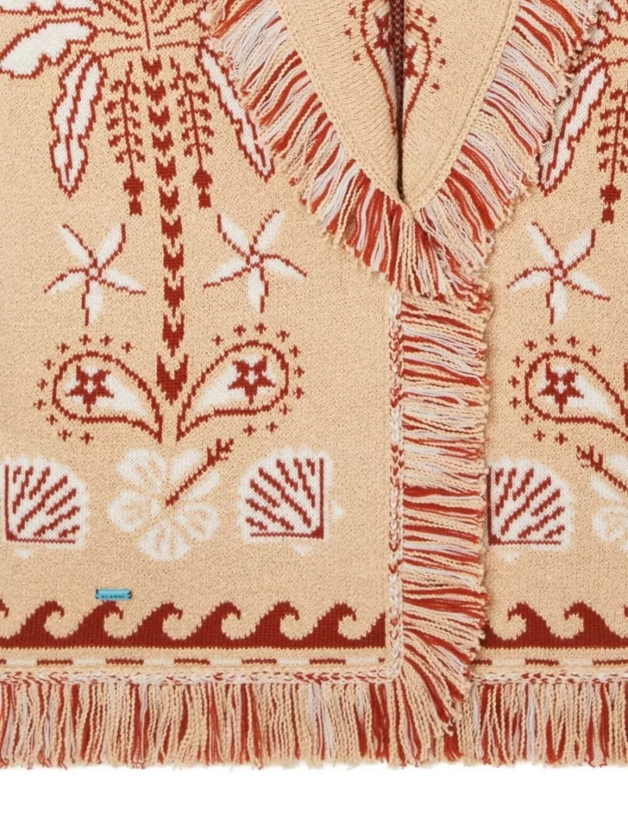 Alanui Belted Shawl Collar Patterned Knit Cardigan