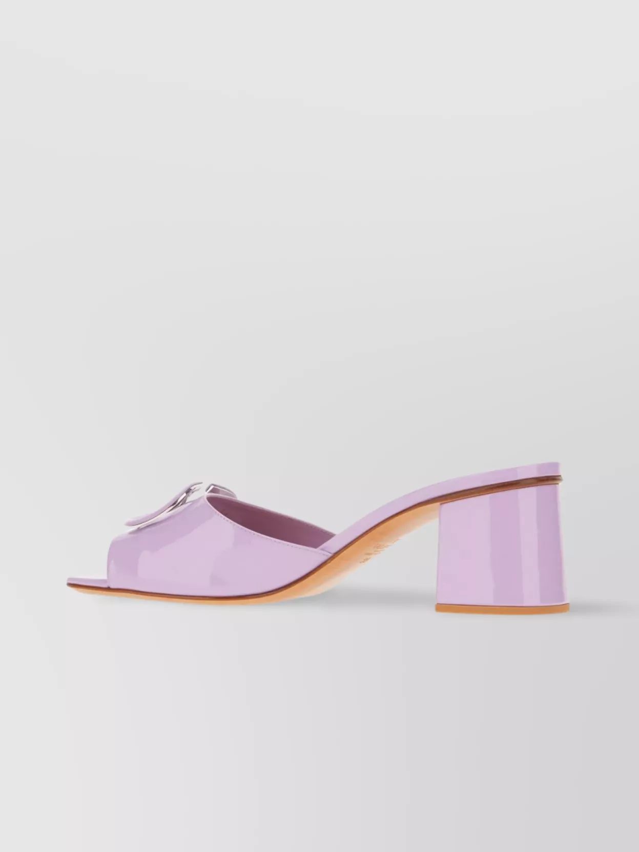 Valentino Leather Slide Mules Block Heel In Neutrals