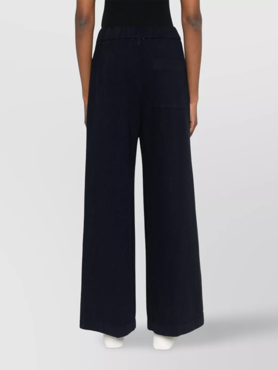 Forte Forte Flared Wide Leg Cotton Trousers With Pockets In Black