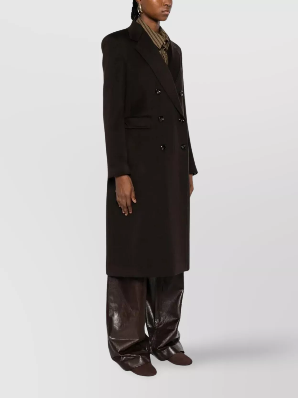 Tagliatore Double-breasted Coat Notched Lapels In Brown