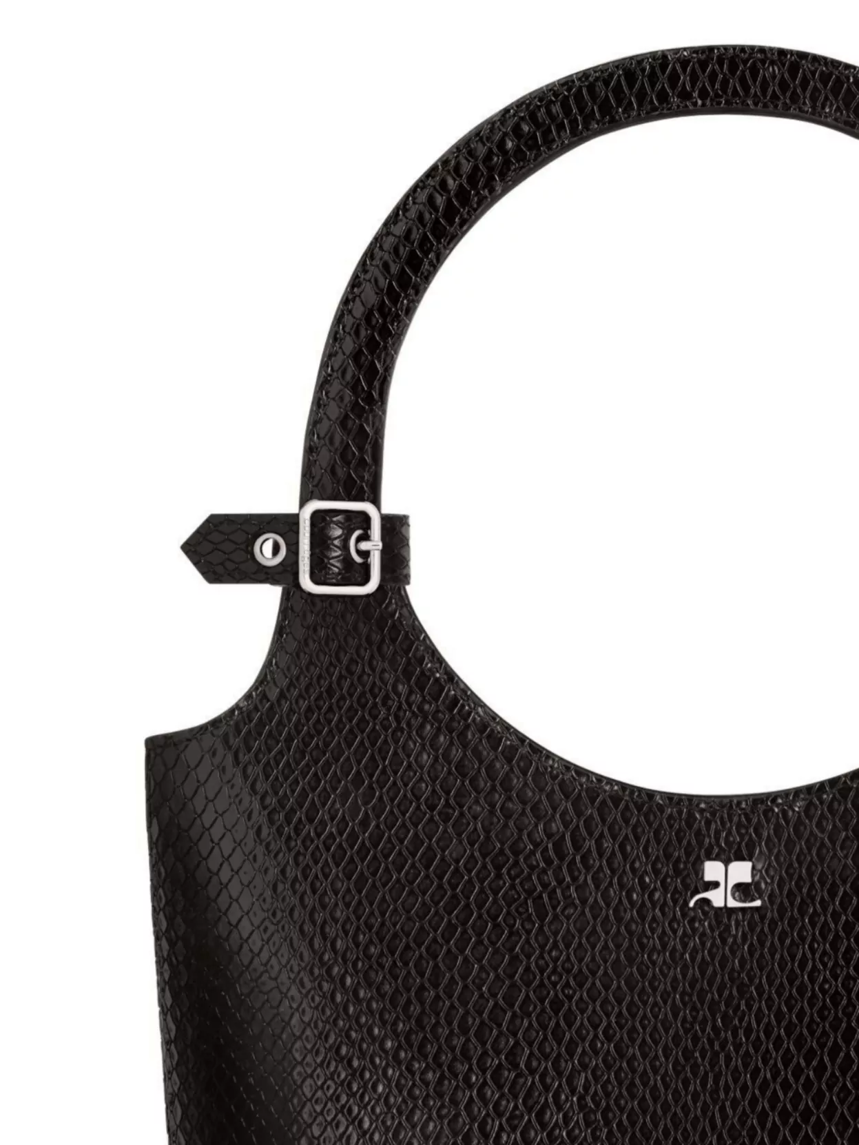Courrèges Adjustable Strap Buckle Circular Handle Textured Finish