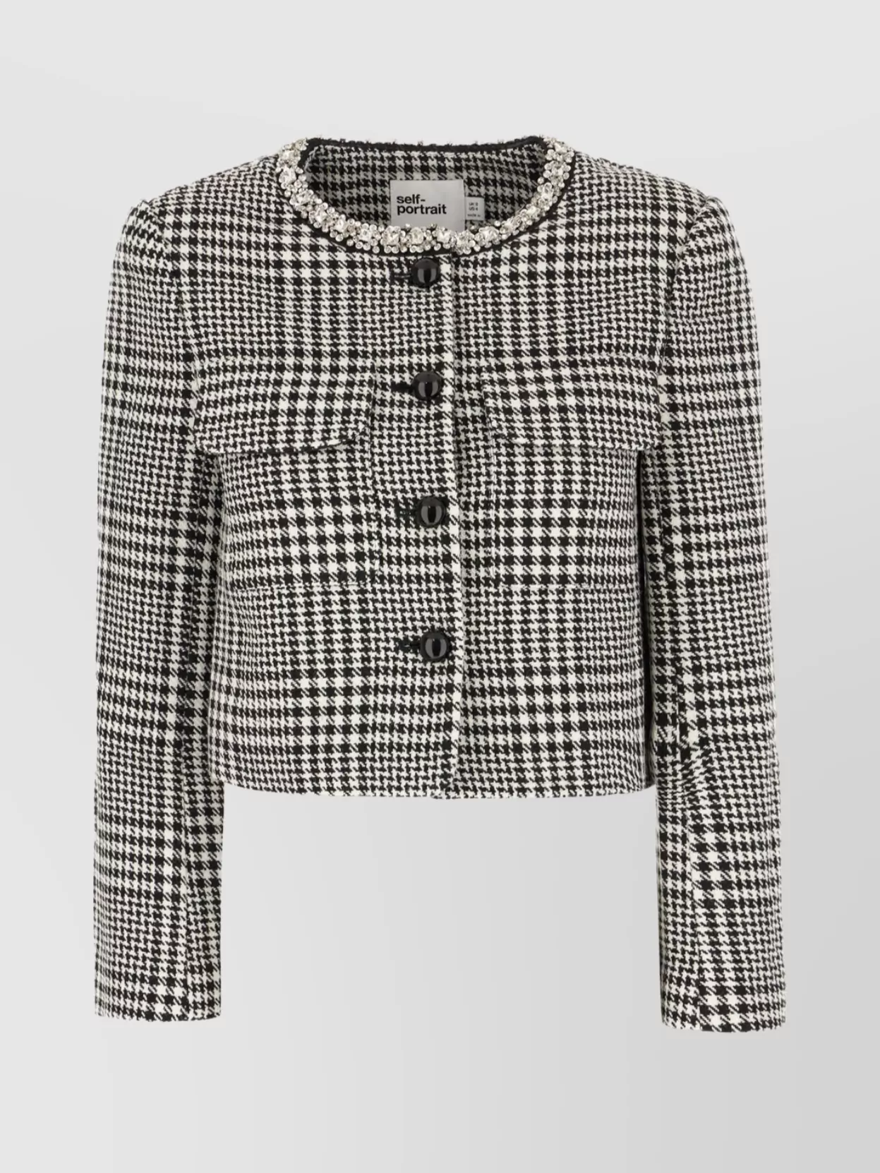 Self-portrait Embroidered Houndstooth Pattern Short Jacket
